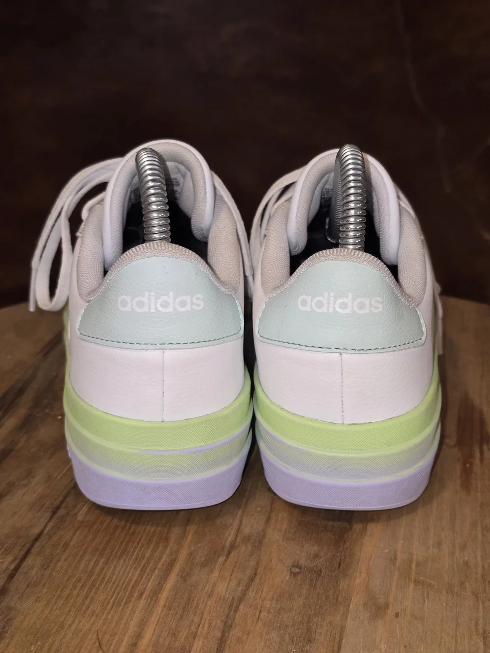 Adidas VL Court Bold Sneakers Cloud White Mint Violet 4.5Y EUC